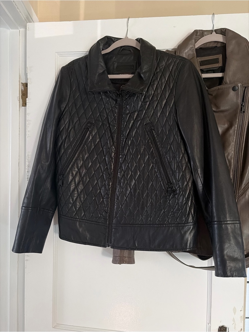 Danier Black Quilted Leather Jacket